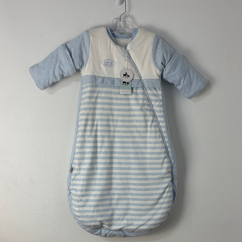 OuYun Blue Baby Organic Sleeping Bag Detachable Sleeve Wearable Blanket NWT 0-6M